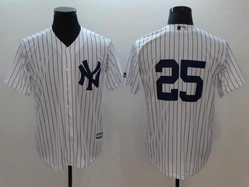 Men New York Yankees #25 No Name White Game MLB Jerseys->tennessee titans->NFL Jersey